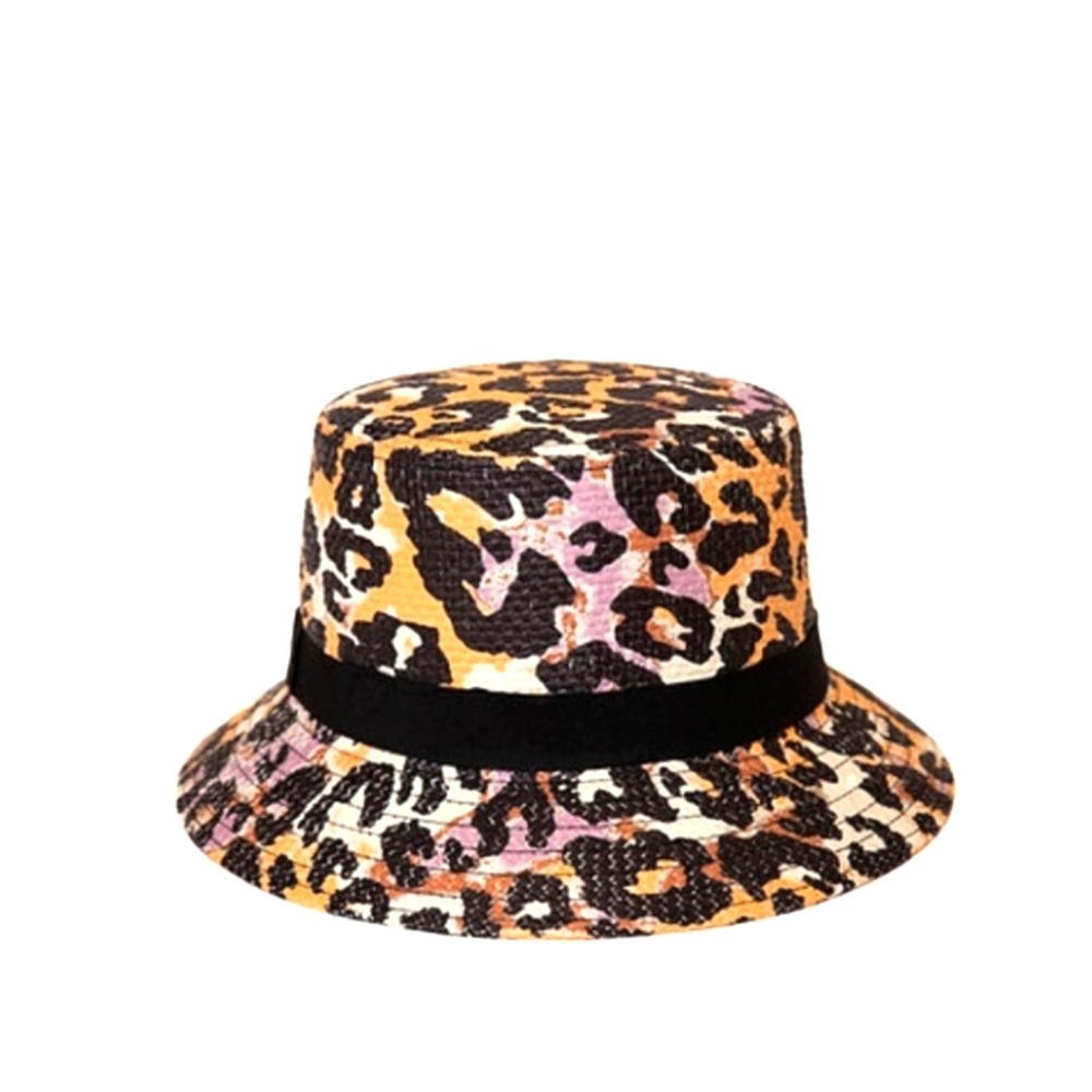 Women straw Leopard Print hat